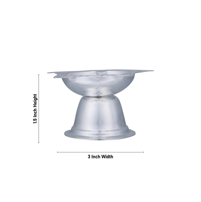 Silver Polish Lamp With Base Pair- 1.5 X 3 Inches | Stainless Steel Vilakku/5 Face Deepam/ Pooja Diya For Home - 5 Faced lamp