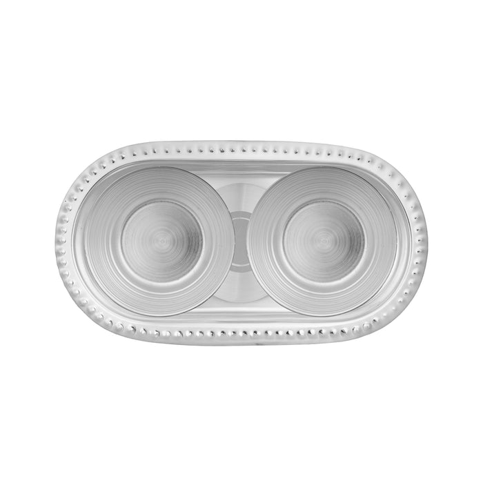 Silver Polish Serving Tray With Bowl And Spoon Set- 1.75 X 8.5 Inch | Stainless Steel Kitchen Tray & Small Bowl - Pooja Thali Sets