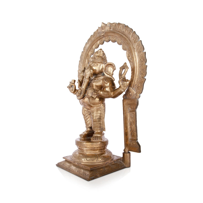 Ganesh Murti with Arch - 19 x 12 Inches | Panchaloha Idol/ Ganpati Murti/ Vinayaka Idol for Pooja/ 17.57 Kgs