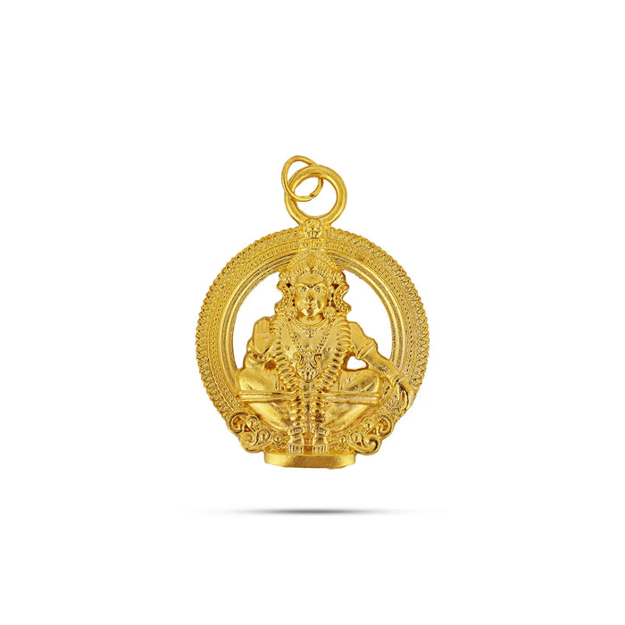 Ayyappa Dollar - 1.75 X 1.25 Inches | Gold Polish Ayyappa Locket/ Ayyappa Pendant For Daily Divine Wear - Mala & Pendant