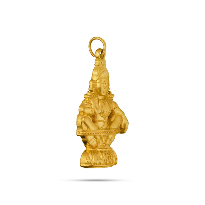 Ayyappa Dollar - 1.5 X 1 Inches | Gold Polish Ayyappa Locket/ Ayyappa Pendant For Daily Divine Wear - Mala & Pendant
