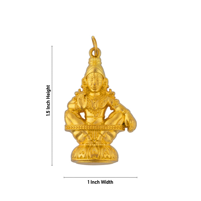 Ayyappa Dollar - 1.5 X 1 Inches | Gold Polish Ayyappa Locket/ Ayyappa Pendant For Daily Divine Wear - Mala & Pendant