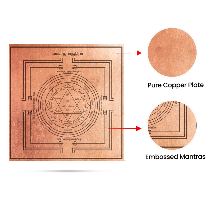 Vastu Yantra - 4 x 4 Inches | Tamil / Copper Vastu Yantram/ Vastu Dosh Nivaran For Home & Pooja space