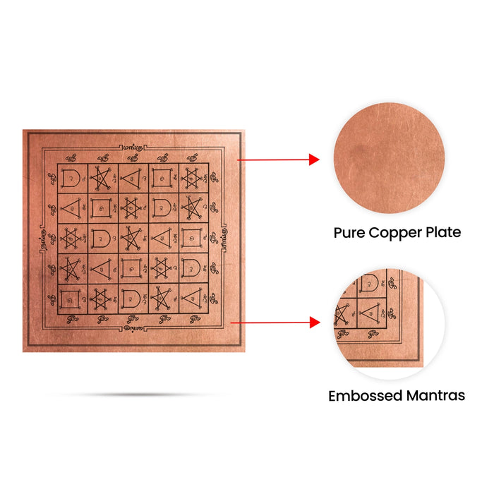 Vasiya Yantra - 3 X 3 Inches | Tamil Vashikaran Yantra/ Copper Yantram For Home And Positive Energy - Maha Meru & Yantra