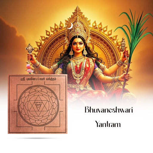 Bhuvaneshwari Yantra - 1 X 1 Inch | Copper Yantra/ Tamil Print Bhuvneshwari Yantra For Positive Energy - Maha Meru & Yantra