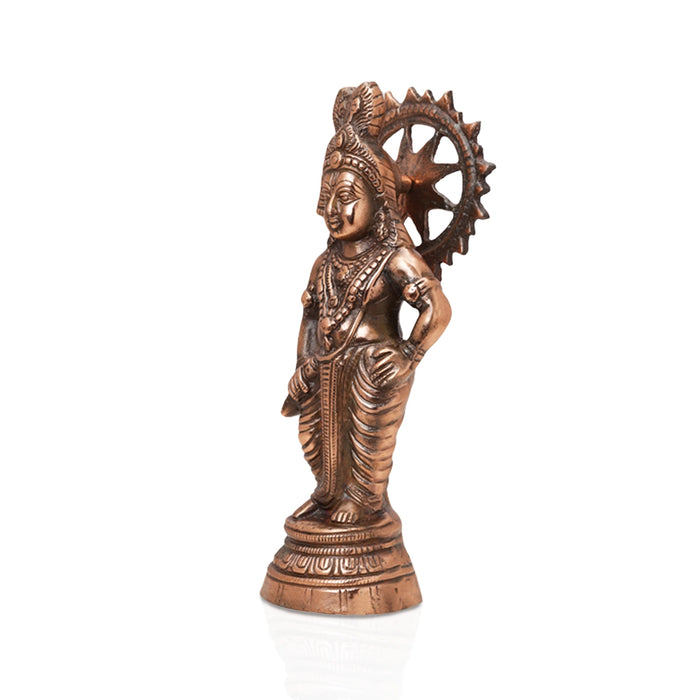 Krishna Murti - 12 x 5 Inches | Copper Oxidised Krishna Idol/ Standing Krishna Statue for Pooja/ 640 Gms Approx - Copper Murties