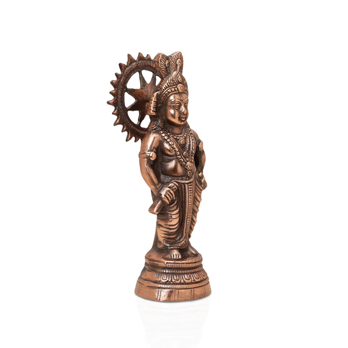 Krishna Murti - 12 x 5 Inches | Copper Oxidised Krishna Idol/ Standing Krishna Statue for Pooja/ 640 Gms Approx - Copper Murties