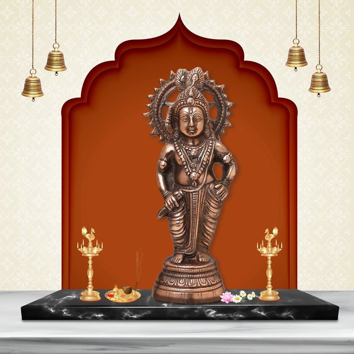 Krishna Murti - 12 x 5 Inches | Copper Oxidised Krishna Idol/ Standing Krishna Statue for Pooja/ 640 Gms Approx - Copper Murties