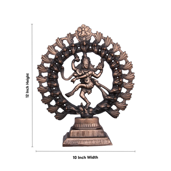 Natraj Murti - 12 x 10 Inches | Copper Oxidised Nataraja Vigraham for Pooja/ 720 Gms Approx - Copper Murties