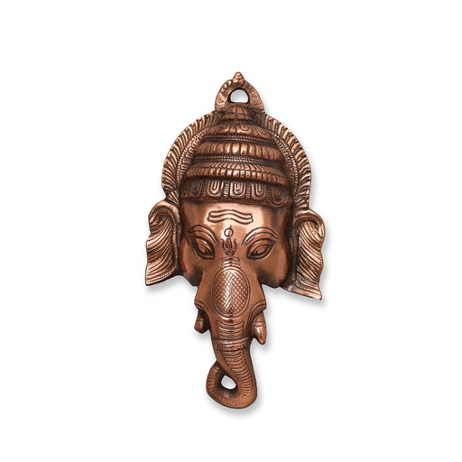 Ganesh Head  - 13  Inches |  Ganapati Murti/ Copper Idol/ Copper Oxidised Vinayagar Statue for Pooja - Wall Hanging
