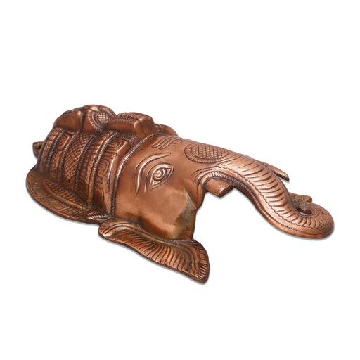 Ganesh Head  - 15  Inches |  Ganapati Murti/ Copper Idol/ Copper Oxidised Vinayagar Statue for Pooja - Wall Hanging