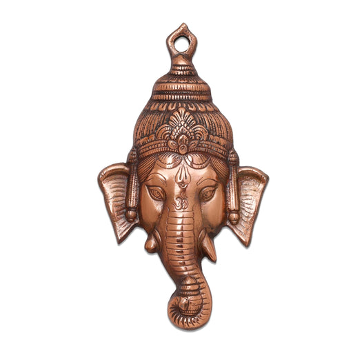 Ganesh Murti Head Wall Hanging - 10 x 6 Inches | Copper Oxidised Ganpati Murti Head Wall Hanger for Wall Decoration - Wall Hanging