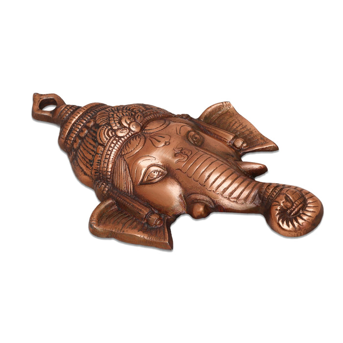 Ganesh Murti Head Wall Hanging - 10 x 6 Inches | Copper Oxidised Ganpati Murti Head Wall Hanger for Wall Decoration - Wall Hanging
