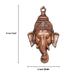 Ganesh Murti Head Wall Hanging - 10 x 6 Inches | Copper Oxidised Ganpati Murti Head Wall Hanger for Wall Decoration - Wall Hanging