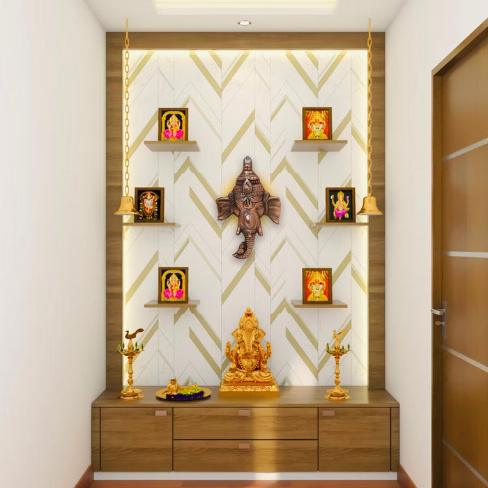 Ganesh Head  - 7  Inches |  Ganapati Murti/ Copper Idol/ Copper Oxidised Vinayagar Statue for Pooja - Wall Hanging