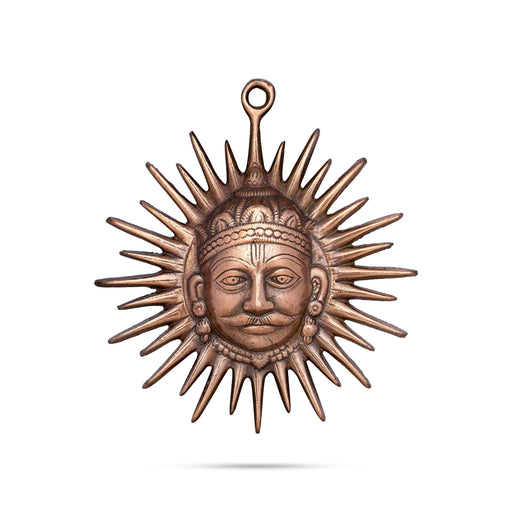 Sun Face Wall Hanging - 8 x 7 Inches | Copper Oxidised Sun Wall Hanging/ Sun Wall Decor/ 240 Gms Approx - Wall Hanging