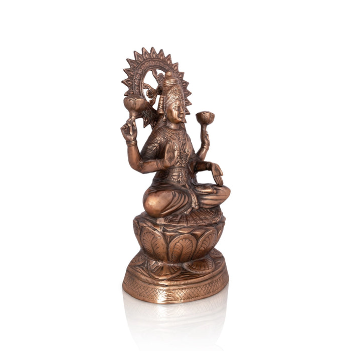Lakshmi Idol Sitting On Lotus - 24 x 12 Inches | Copper Oxidised Laxmi Idol/ Laxmi Murti for Pooja/ 4.340 Kgs - Copper Murties