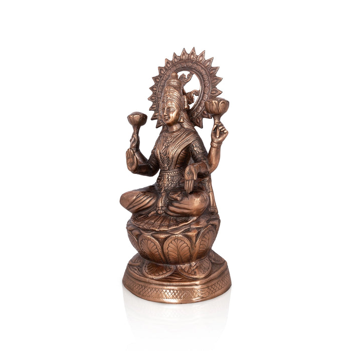 Lakshmi Idol Sitting On Lotus - 24 x 12 Inches | Copper Oxidised Laxmi Idol/ Laxmi Murti for Pooja/ 4.340 Kgs - Copper Murties