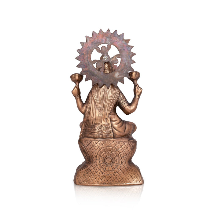Lakshmi Idol Sitting On Lotus - 24 x 12 Inches | Copper Oxidised Laxmi Idol/ Laxmi Murti for Pooja/ 4.340 Kgs - Copper Murties