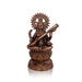 Saraswati Murti Sitting On Lotus - 24 x 14 Inches | Copper Oxidised Saraswati Idol/ Saraswathy Idol for Pooja - Copper Murties