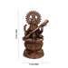 Saraswati Murti Sitting On Lotus - 24 x 14 Inches | Copper Oxidised Saraswati Idol/ Saraswathy Idol for Pooja - Copper Murties