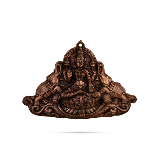 Lakshmi Idol Wall Hanging - 16 x 24 Inches | Copper Oxidised Sitting Gaja Laxmi Idol Wall Hanger for Home - Wall Hanging