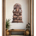 Ganesh Murti Sitting On Chowki Wall Hanging - 22 x 14 Inches | Copper Oxidised Ganpati Murti Wall Hanger for Home - Wall Hanging