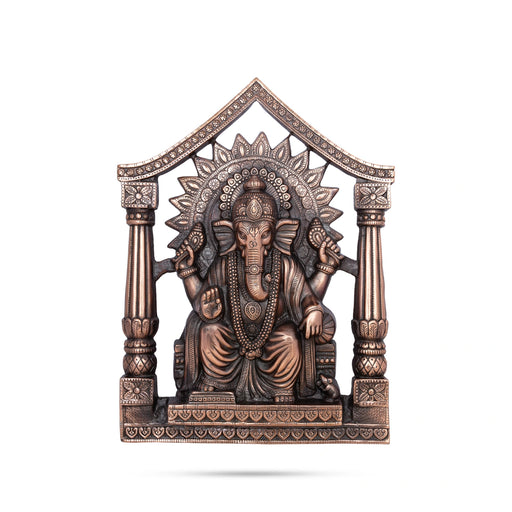 Ganesh Murti With Arch Wall Hanging - 19 x 14 Inches | Copper Oxidised Ganpati Murti Wall Hanger for Home - Wall Hanging