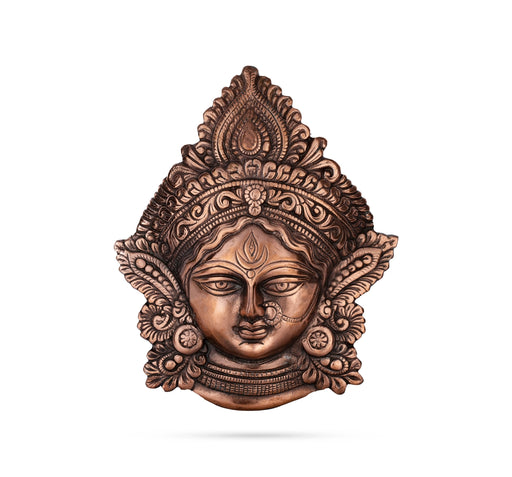 Durga Face Wall Hanging - 10 x 9 Inches | Copper Oxidised Durga Maa Face Wall Hanger for Home Decoration - Wall Hanging
