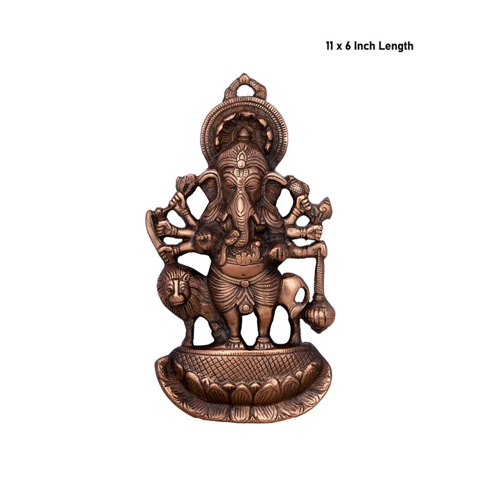 Subha Drishti Ganesh Murti Wall Hanging - 11 x 6 Inches | Copper Oxidised Ganpati Murti Wall Hanger for Home - Wall Hanging