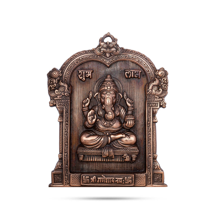 Ganesh Murti With Arch Wall Hanging - 13 x 10 Inches | Copper Oxidised Ganpati Murti Wall Hanger for Home - Wall Hanging