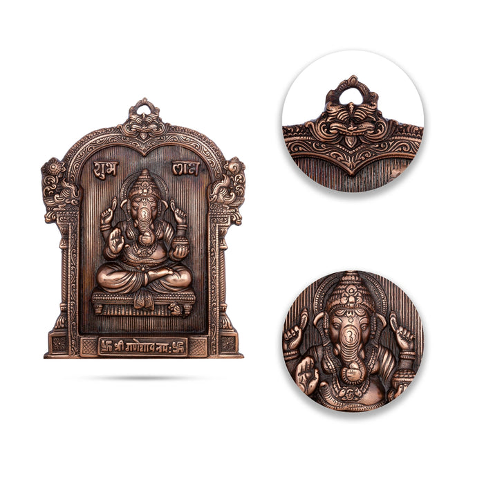 Ganesh Murti With Arch Wall Hanging - 13 x 10 Inches | Copper Oxidised Ganpati Murti Wall Hanger for Home - Wall Hanging