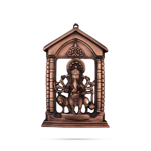 Drishti Ganesh Murti Wall Hanging - 10 X 10 Inches | Copper Oxidised Wall Hanger For Positive Energy - Wall Hanging