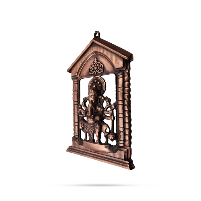 Drishti Ganesh Murti Wall Hanging - 10 X 10 Inches | Copper Oxidised Wall Hanger For Positive Energy - Wall Hanging