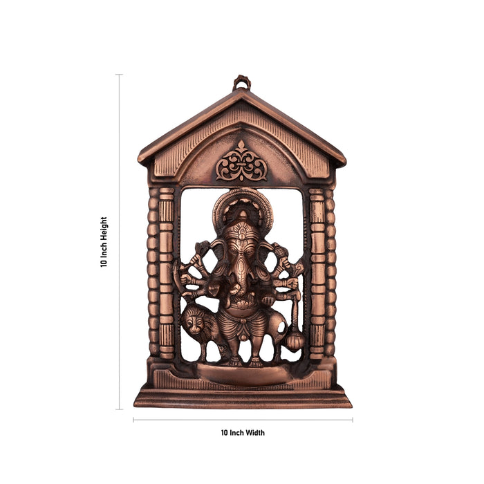 Drishti Ganesh Murti Wall Hanging - 10 X 10 Inches | Copper Oxidised Wall Hanger For Positive Energy - Wall Hanging