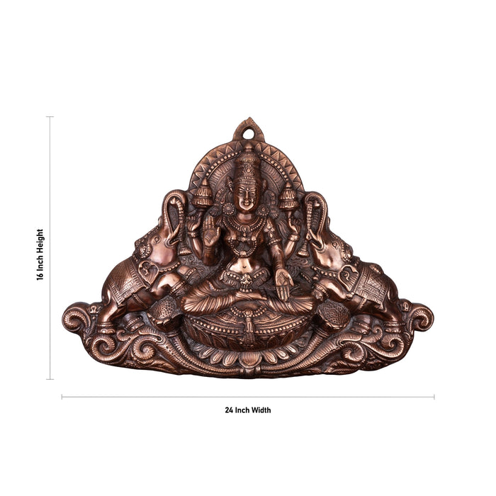 Gajalakshmi Murti Wall Hanging - 16 X 24 Inches | Copper Oxidised Wall Hanger/ Wall Decor For Auspicious Vibes - Wall Hanging