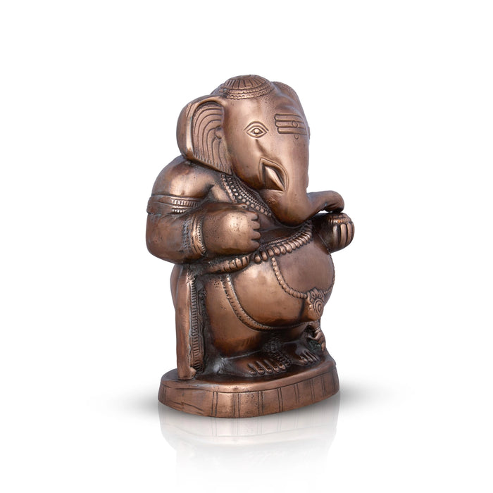 Appu Ganesh Murti - 12 x 7 Inches | Copper Oxidised Ganpati Idol/ Vinayaka Statue for Pooja/ 1.460 Kgs Approx - Copper Murties
