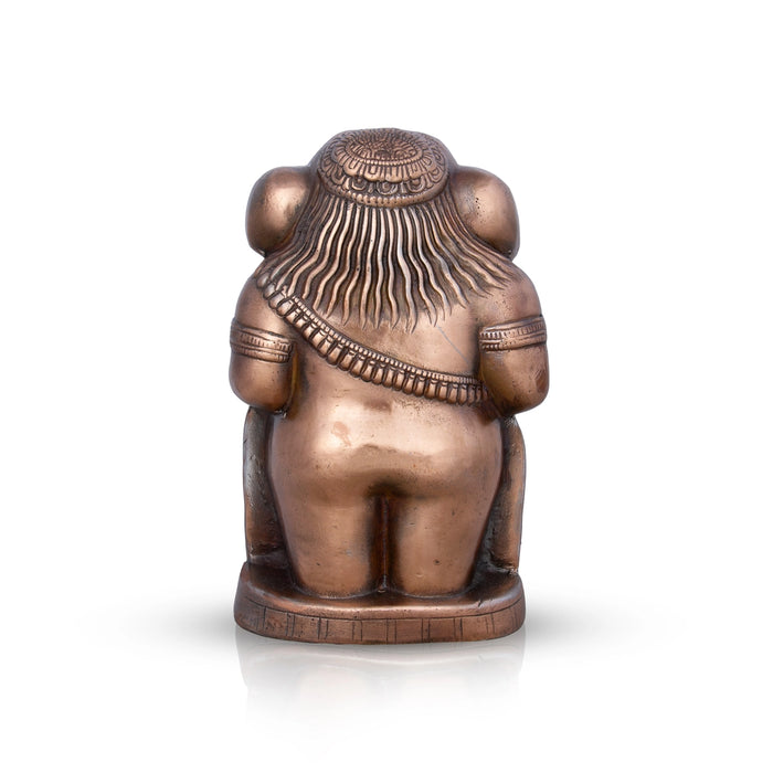 Appu Ganesh Murti - 12 x 7 Inches | Copper Oxidised Ganpati Idol/ Vinayaka Statue for Pooja/ 1.460 Kgs Approx - Copper Murties