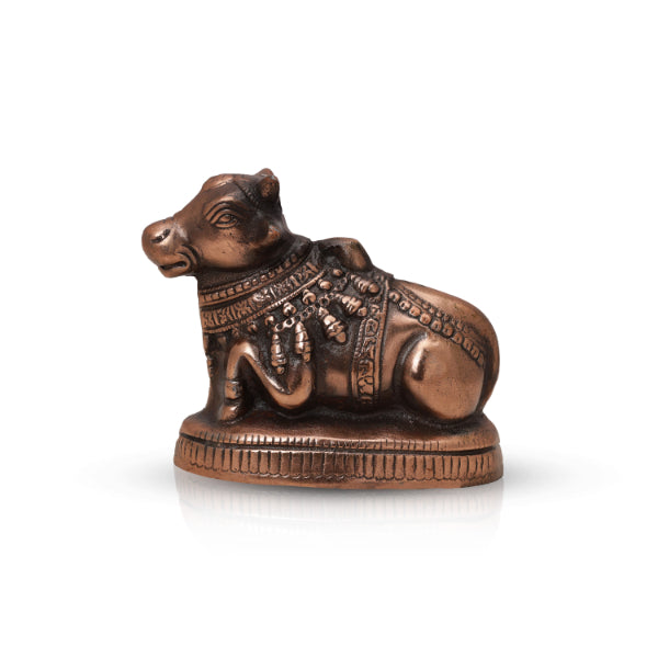 Nandi Statue - 6 x 7 Inches | Copper Idol/ Copper Oxidised Nandhi Statue/ Nandi Idol for Pooja