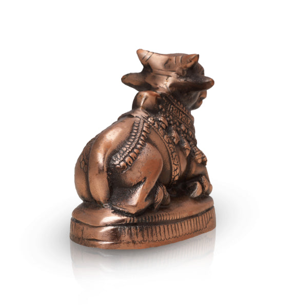 Nandi Statue - 6 x 7 Inches | Copper Idol/ Copper Oxidised Nandhi Statue/ Nandi Idol for Pooja