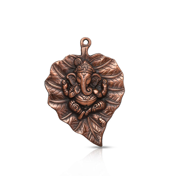 Ganesh Murti - 9 Inches | Copper Idol/ Vinayagar Statue/ Leaf Ganesha for Pooja - Wall Hanging