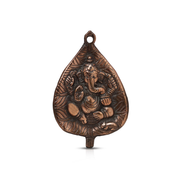 Ganesh Murti - 7 Inches | Copper Idol/ Vinayagar Statue/ Leaf Ganesha for Pooja - Wall Hanging