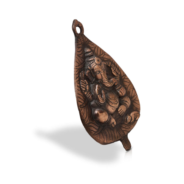 Ganesh Murti - 7 Inches | Copper Idol/ Vinayagar Statue/ Leaf Ganesha for Pooja - Wall Hanging