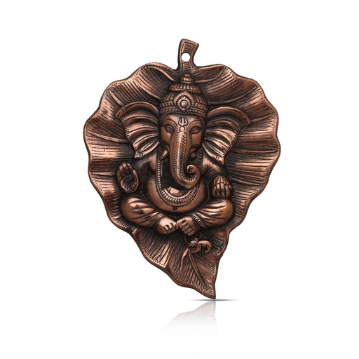 Ganesh Murti - 12 Inches | Copper Idol/ Vinayagar Statue/ Leaf Ganesha for Pooja - Wall Hanging