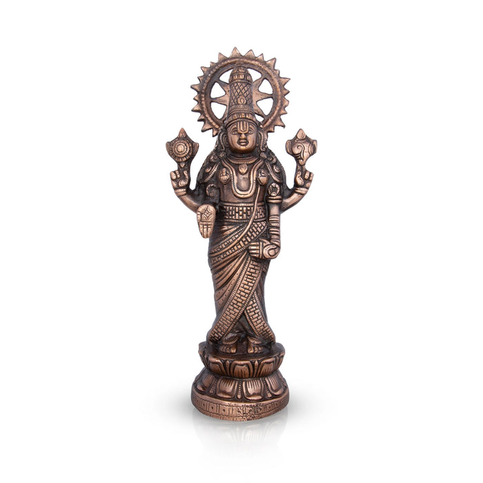 Standing Balaji Murti - 16 x 7 Inches | Copper Oxidised Balaji Idol/ Balaji Statue for Home Decor/ 1.100 Gms - Copper Murties