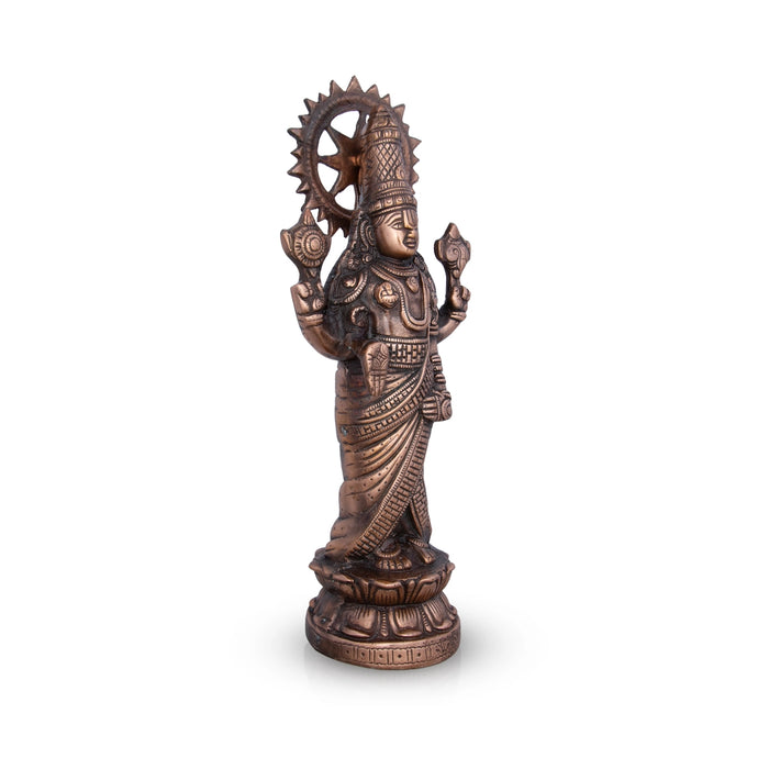 Standing Balaji Murti - 16 x 7 Inches | Copper Oxidised Balaji Idol/ Balaji Statue for Home Decor/ 1.100 Gms - Copper Murties