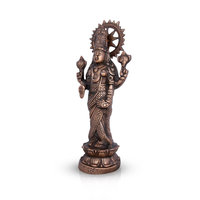 Standing Balaji Murti - 16 x 7 Inches | Copper Oxidised Balaji Idol/ Balaji Statue for Home Decor/ 1.100 Gms - Copper Murties