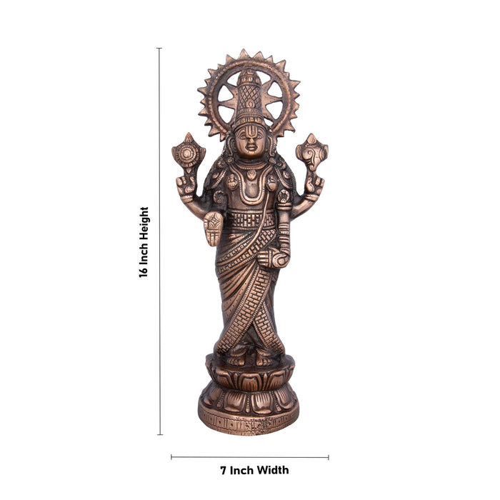 Standing Balaji Murti - 16 x 7 Inches | Copper Oxidised Balaji Idol/ Balaji Statue for Home Decor/ 1.100 Gms - Copper Murties