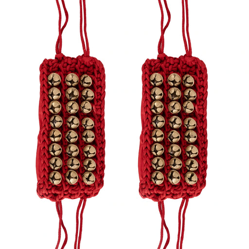 Brass Ghungroo- 7 x 3.5 Inches | 3 Line Ghunghroo/ Velvet Netted Dance Salangai For Classical Dance Practice - Dance Accessories