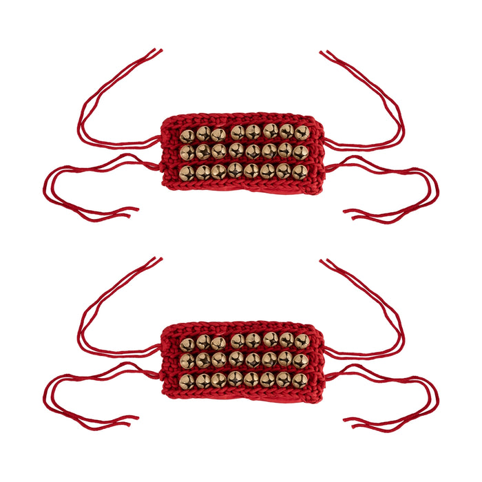 Brass Ghungroo- 7 x 3.5 Inches | 3 Line Ghunghroo/ Velvet Netted Dance Salangai For Classical Dance Practice - Dance Accessories